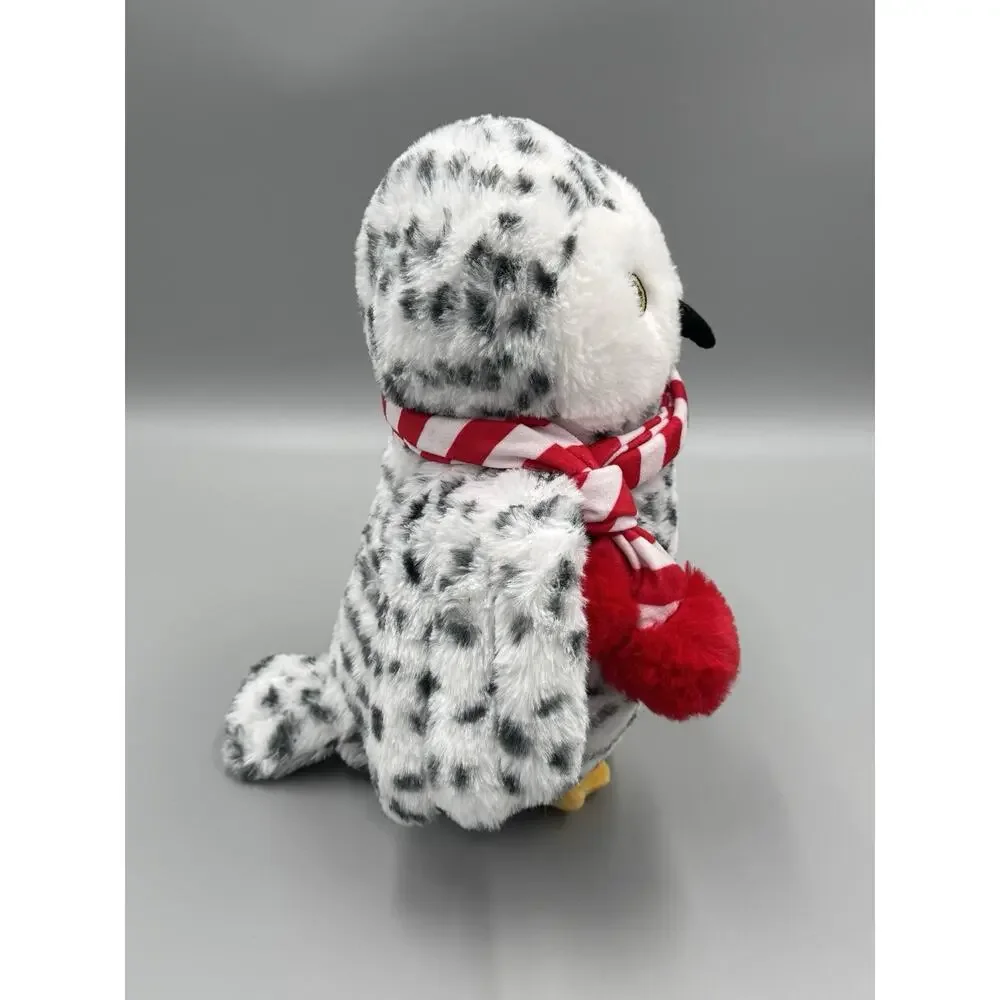 Spotted Snowy Owl Plush W/ Holiday Scarf 12” Stuffed Animal Squeaker Toy No Tag